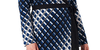 Leota Women's Kara Long Sleeve Faux Wrap Dress Blue Size 2X