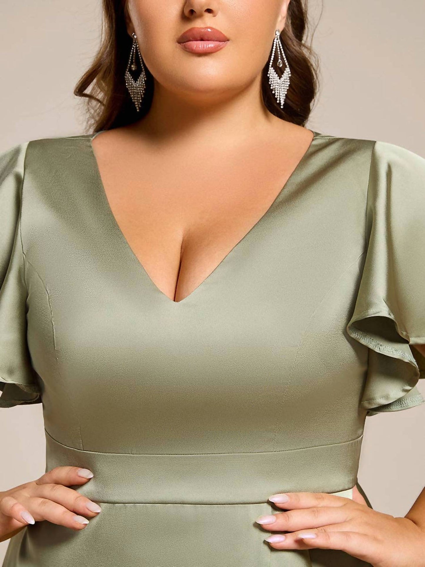 Ever-Pretty - Elegant Satin Midi Dress