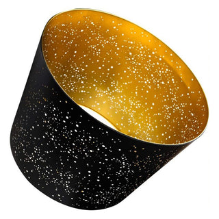 ALUCSET 12 x 14 x 10 Inch Starry Sky Etched Metal Drum Lamp Shade, Black & Gold