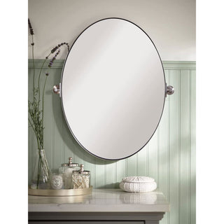 ANDY STAR Modern 22 x 34 Inch Oval Wall Hanging Bathroom Mirror, Brushed Nickel