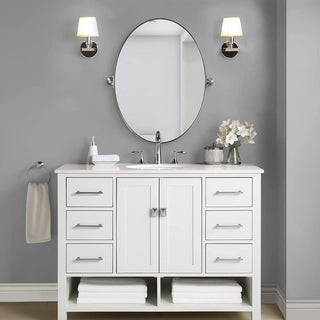 ANDY STAR Modern 22 x 34 Inch Oval Wall Hanging Bathroom Mirror, Brushed Nickel