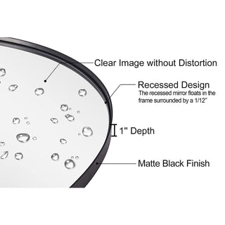 ANDY STAR Modern 25 x 38 Inch Oval Wall Hanging Bathroom Mirror, Matte Black