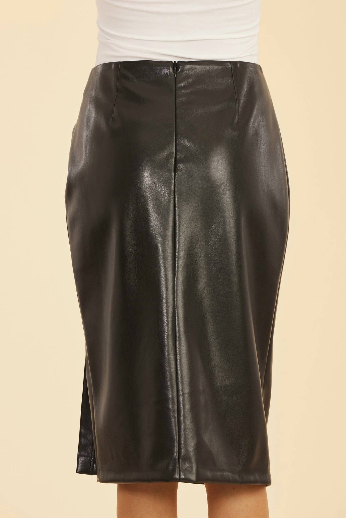 Dolce Cabo - Faux Leather Side Slit Skirt