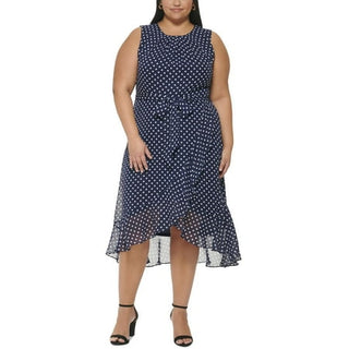 Jessica Howard Plus Size Polka Dot Fit & Flare Party Midi Dress