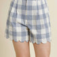 Aureum - Women's Scallop Edge Gingham Shorts