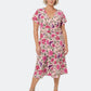 Leota Women's Amiya Floral Print MIDI Dress Red Size 1X