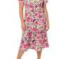 Leota Women's Amiya Floral Print MIDI Dress Pink Size 2X