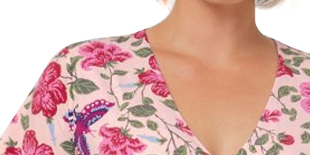 Leota Women's Amiya Floral Print MIDI Dress Pink Size 2X