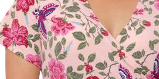 Leota Women's Amiya Floral Print MIDI Dress Pink Size 2X