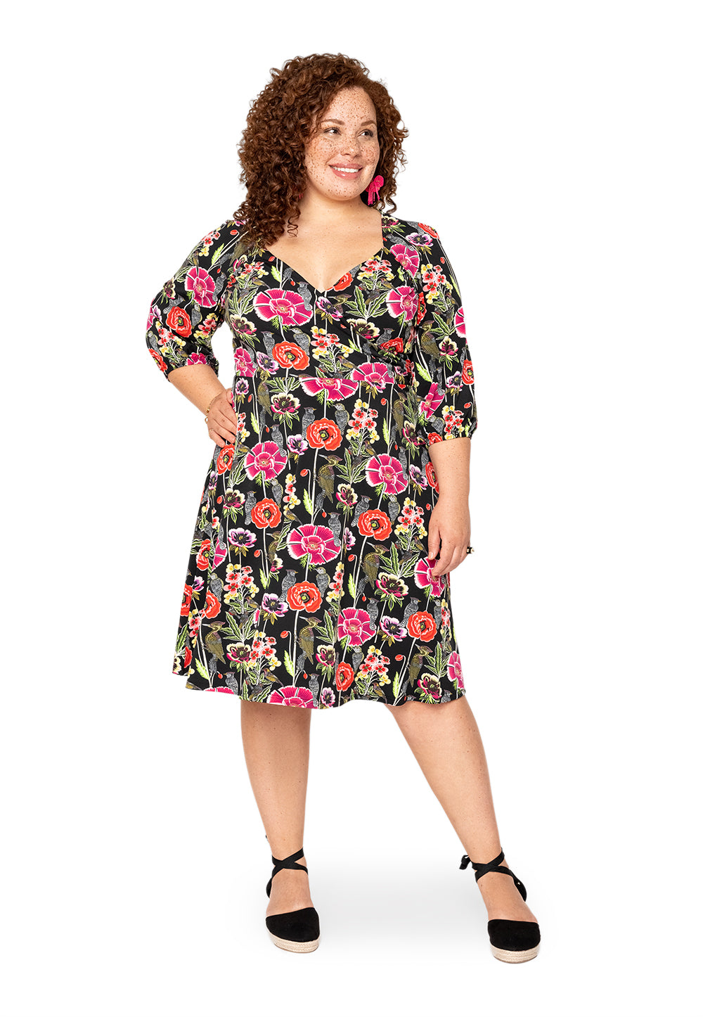 Leota Curve Sweetheart Becca Dress Garden Party Black Multi