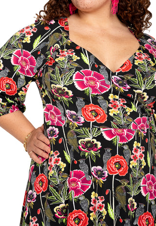 Leota Curve Sweetheart Becca Dress Garden Party Black Multi