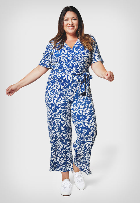Leota Women's Kayla In Two Tone Floral Jumpsuit Blue