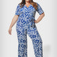 Leota Women's Kayla In Two Tone Floral Jumpsuit Blue