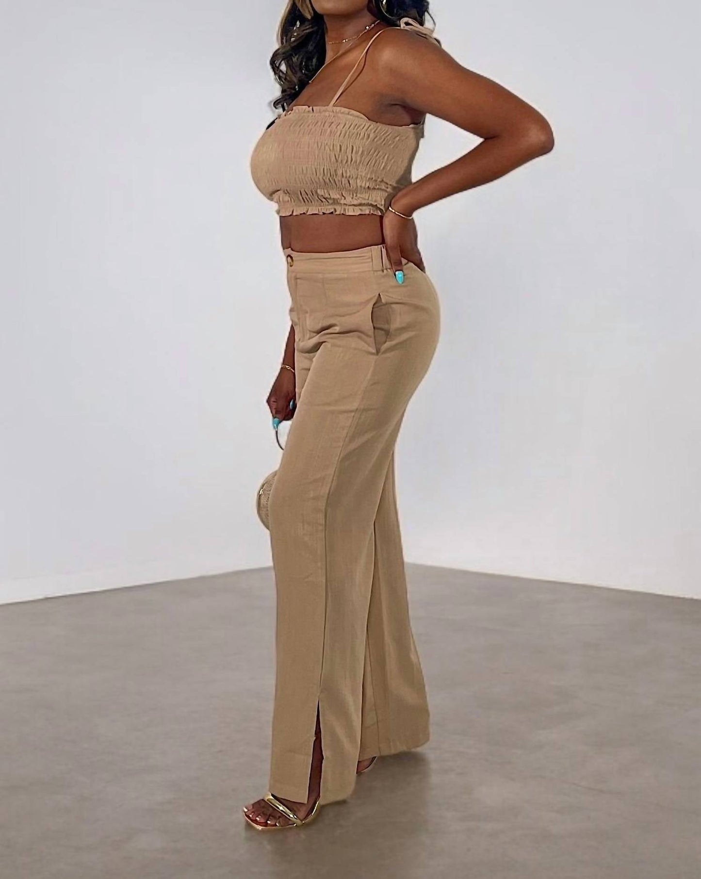 Blu Pepper - Top Of The Line Crop Top And Pant Set