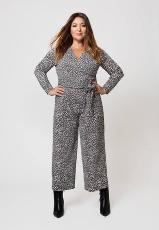 Leota Women's Kayla Printed Jumpsuit Black Size 3X