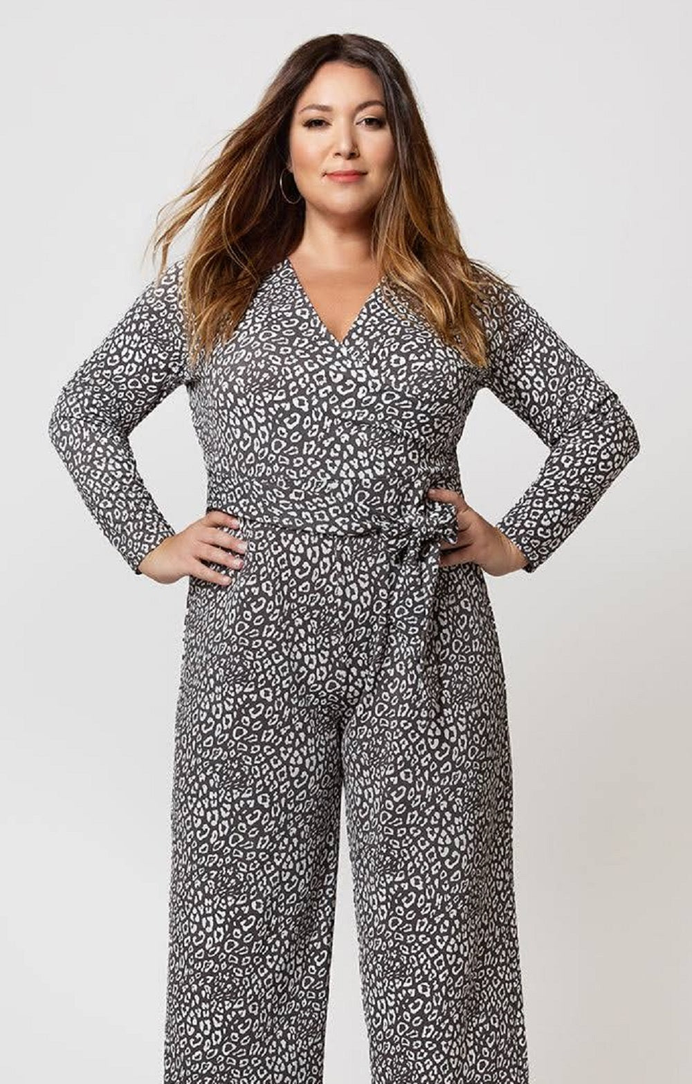 Leota Women's Kayla Printed Jumpsuit Black Size 3X