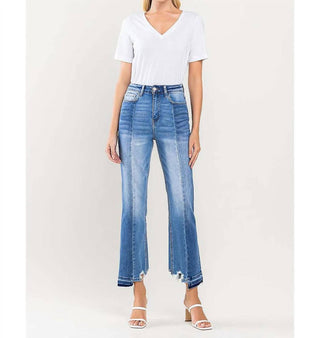 Flying Monkey - Super High Rise Seamed Contrast Panel Straight Jeans