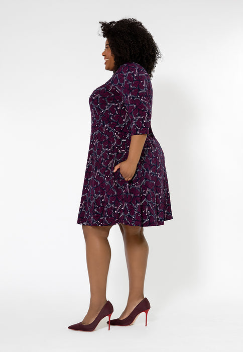 Leota Women's Melanie 3/4 Sleeve Dress (Curve) Purple Size 2X