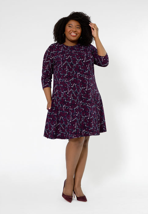 Leota Women's Melanie 3/4 Sleeve Dress (Curve) Purple Size 2X