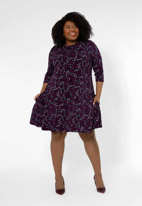 Leota Women's Melanie 3/4 Sleeve Dress (Curve) Purple
