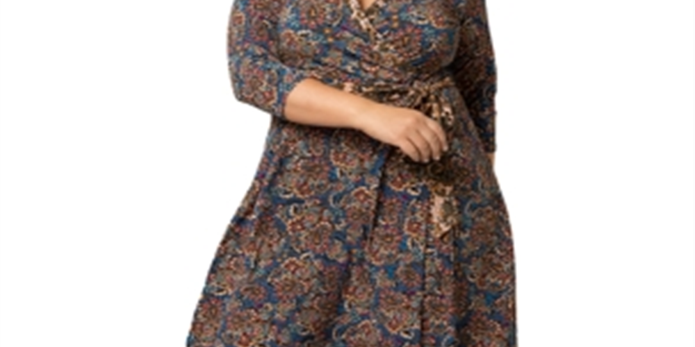 Leota Women's Banded Perfect Wrap Dress Blue Size 1X