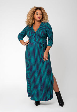 Leota Women's Perfect Wrap Maxi Dress Green Size 1X