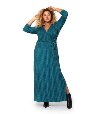 Leota Women's Perfect Wrap Maxi Dress Green Size 3X