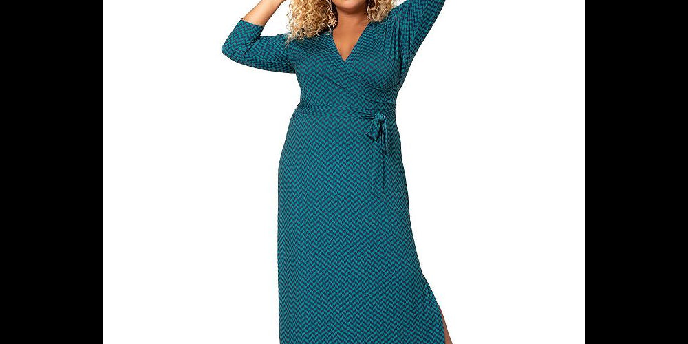 Leota Women's Perfect Wrap Maxi Dress Green Size 3X