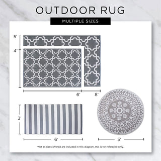 DII Design Imports Indoor Outdoor 3 x 6 Foot Reversible Lattice Woven Rug, Blue