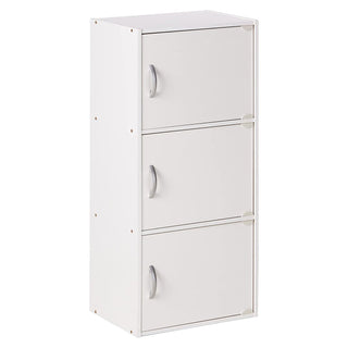 Hodedah 3 Door Enclosed Multipurpose Storage Cabinet for Home and Office, White