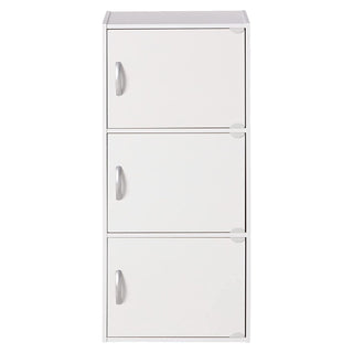 Hodedah 3 Door Enclosed Multipurpose Storage Cabinet for Home and Office, White