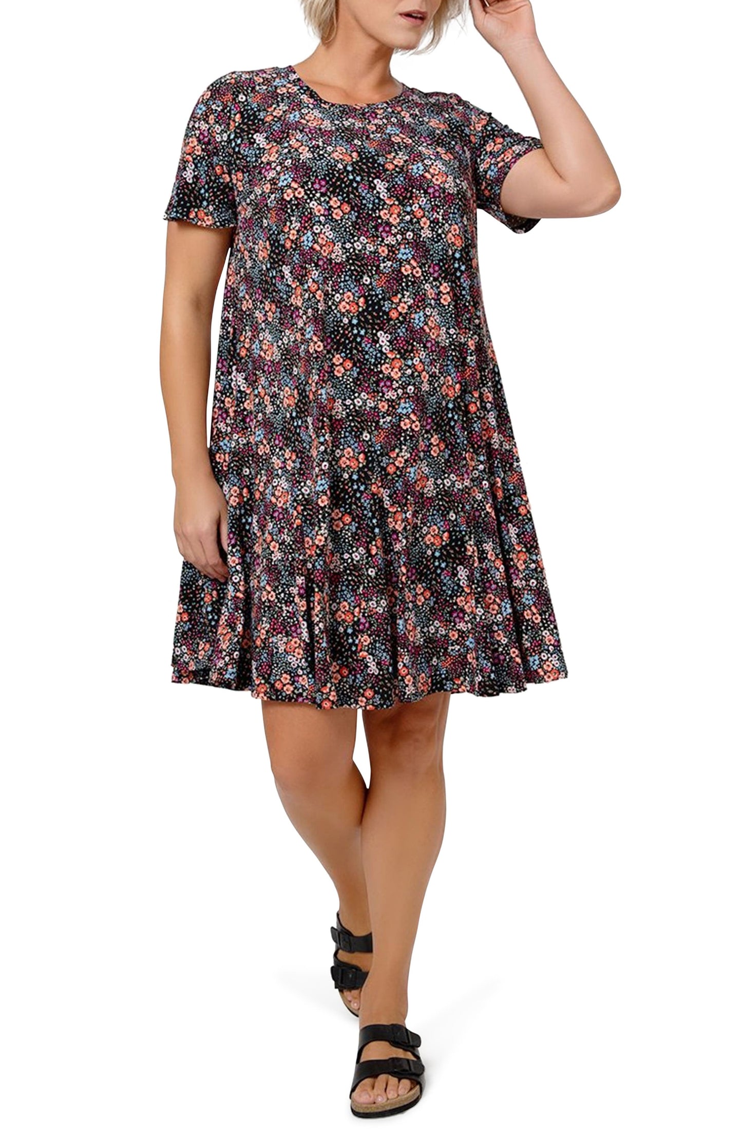 Leota Women's Serenity Dress in Confetti Floral Black Multi 1X Lord & Taylor Multi Size 1X