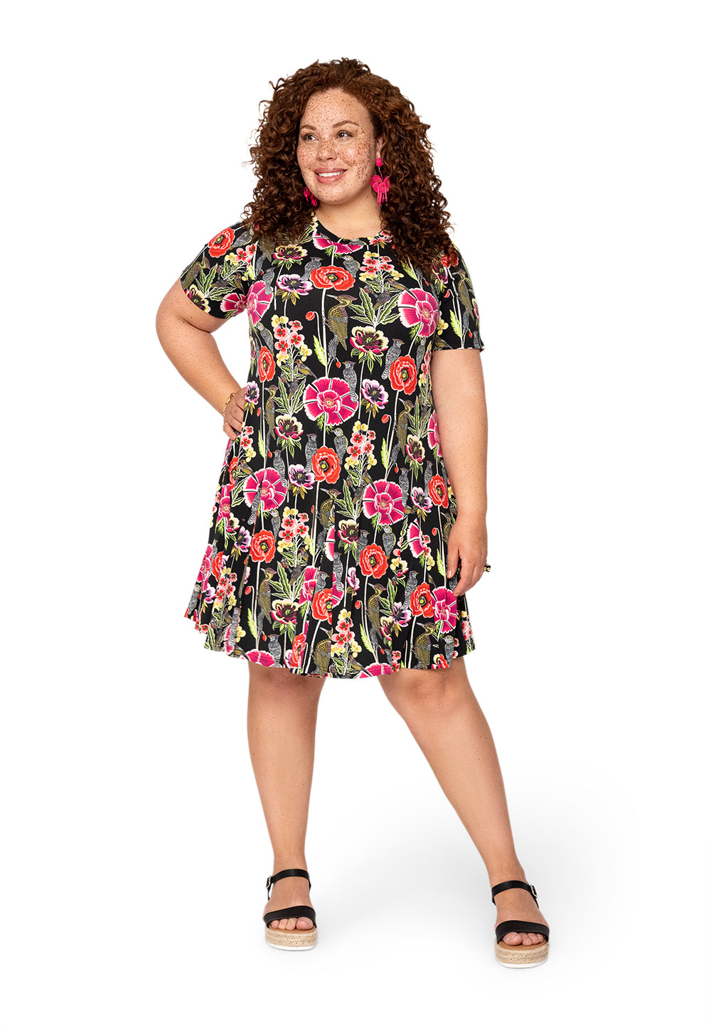 Leota Curve Serenity Dress Garden Party Black Multi