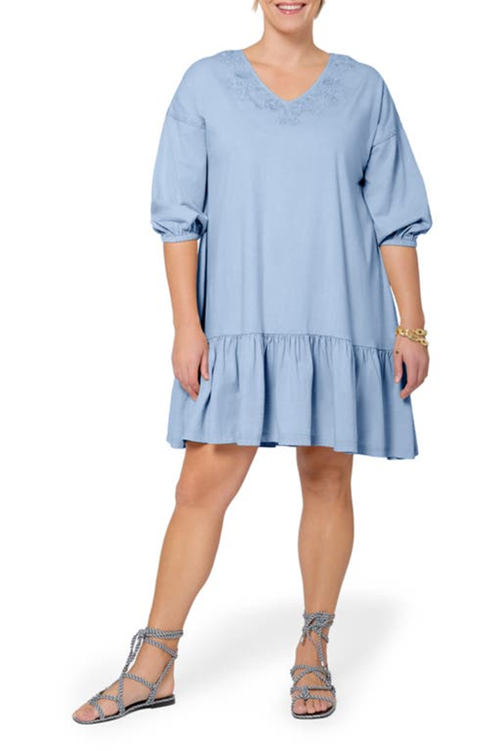 Leota Women's Luna Embroidered Shirtdress Blue