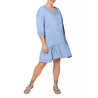 Leota Women's Luna Embroidered Shirtdress Blue