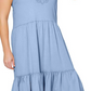 Leota Women's Esmeralda Embroidered Tiered Hem Cotton Chambray Sundress Blue Size 2X
