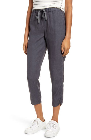 Caslon Track Style Linen Pants - Grey Ebony