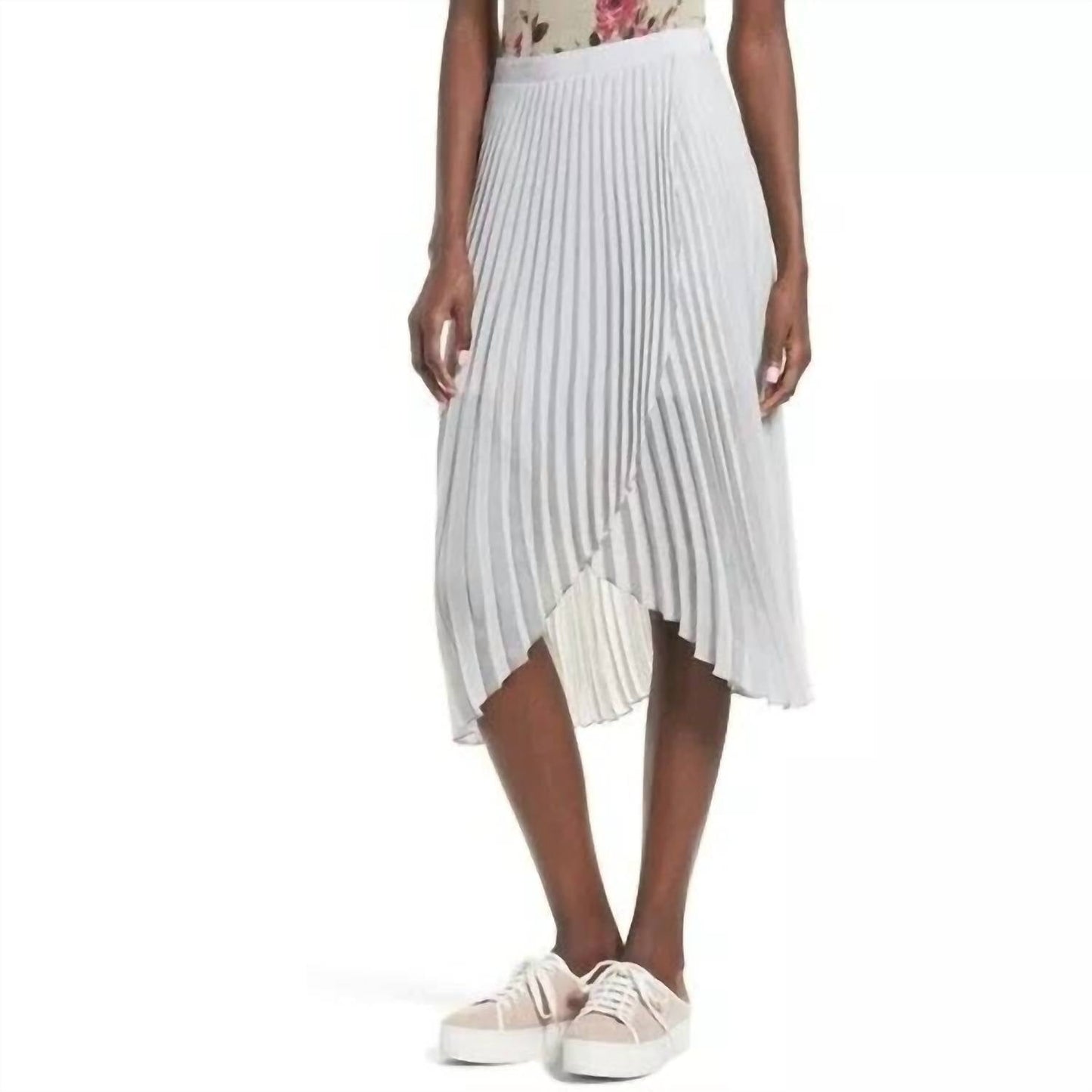 Leith - High Low Tulip Hem Pleated Flowy Midi Skirt