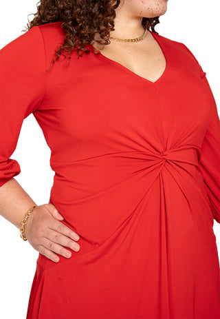 Leota Curve Tanya Dress Solid Barbados Cherry