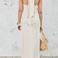 5Besties - Contrasting Cross Over Maxi Linen Dress
