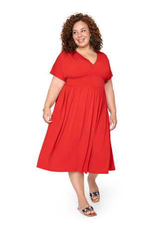 Leota Curve Tiana Dress Solid Barbados Cherry