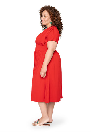 Leota Curve Tiana Dress Solid Barbados Cherry