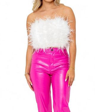 Buddylove - Fancy Strapless Feather Crop Top
