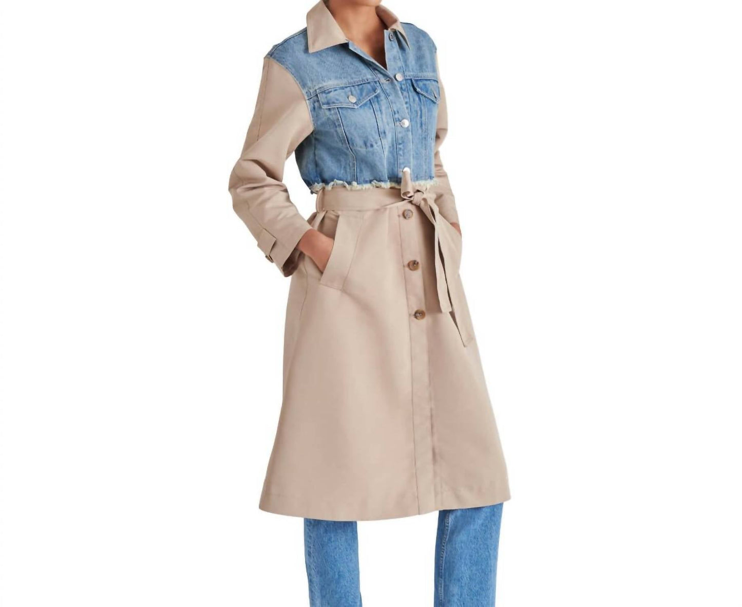 Steve Madden - Soraya Mixed Media Trench Coat