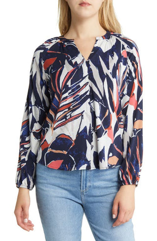 NIC+ZOE Seaside Shade Long Sleeve Blouse - Small
