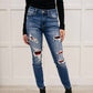 Judy Blue - Buffalo Plaid Peek-A-Boo Skinny Jeans