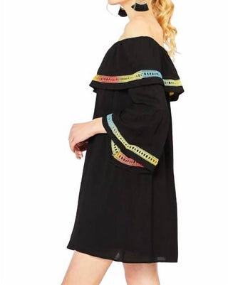 Entro - Off The Shoulder Bell Sleeve Dress