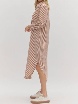 Entro - Stripe Midi Shirt Dress
