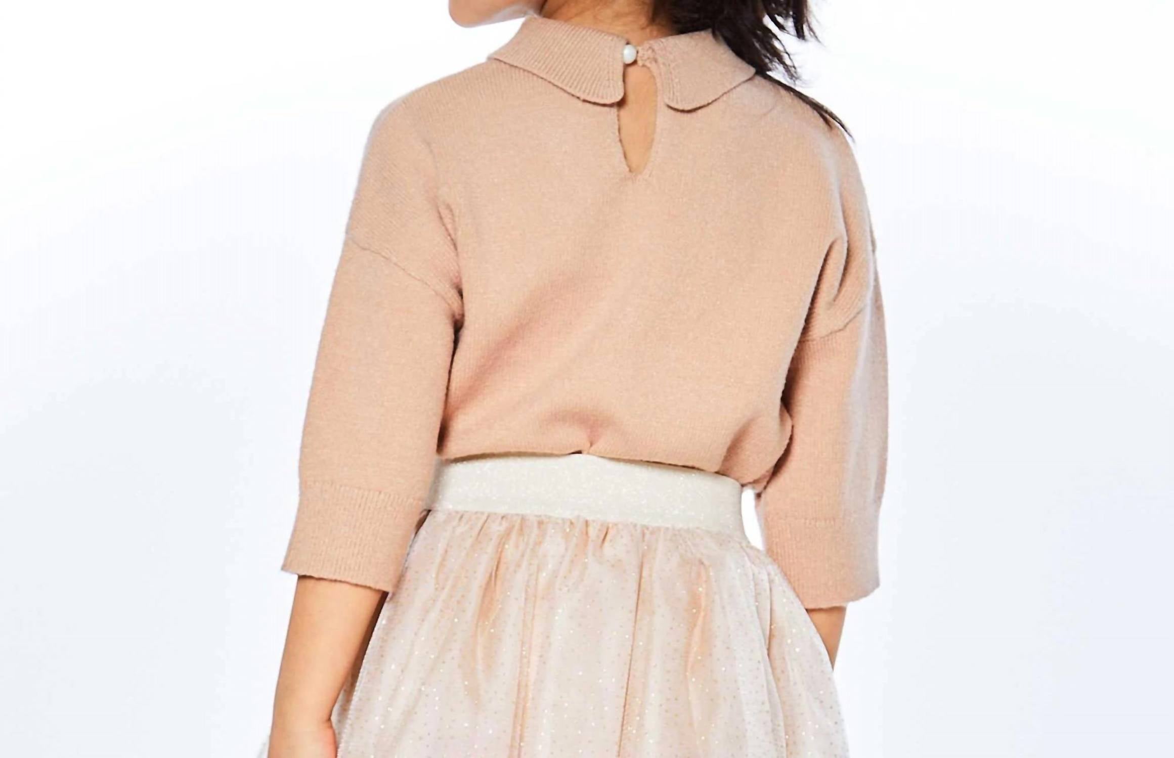 Deux Par Deux - Collared Three-Quarter Knit Top