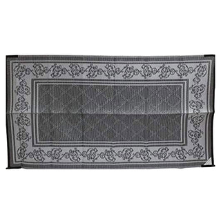 EEZ-RV Products 9 x 12 Foot Reversible Outdoor Mat for Patios and RVs, Grey Vine